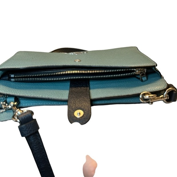 Coach Noa Pop Up Messenger Crossbody Bag in Teal and Navy Blue Pebble Leather - Picture 5 of 11